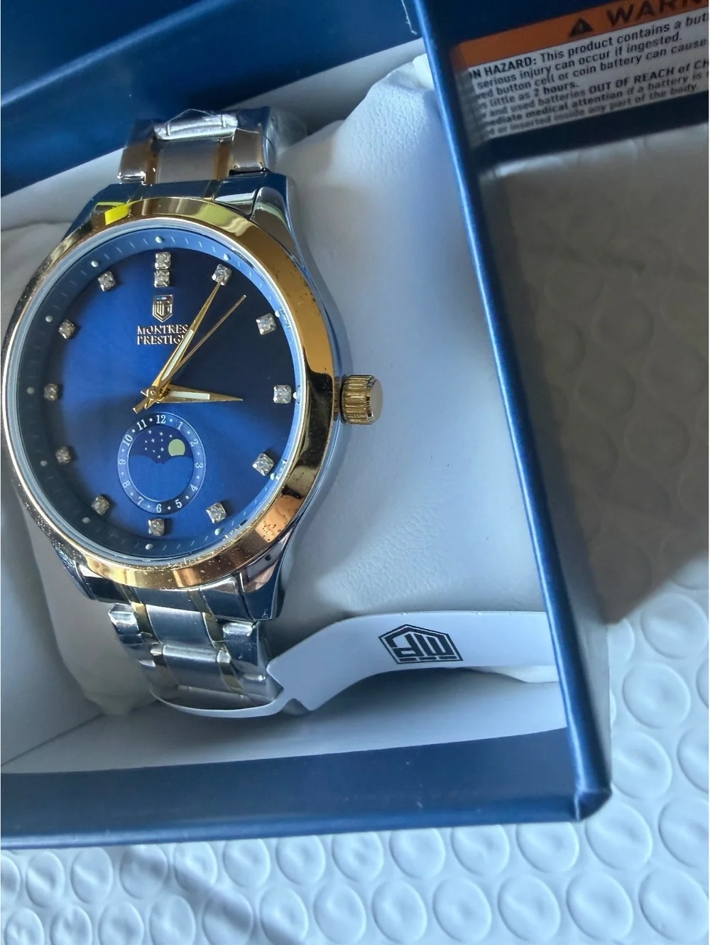 $199.00 Montres Prestige by INVICTA 42mm Men’s Watch blue face-two tone band